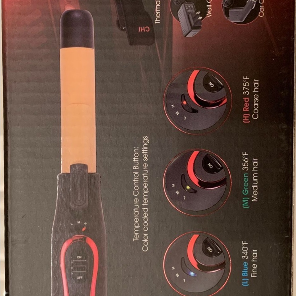 CHI Temperature Control Curling Iron - Black and Red